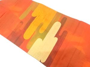 節紬　ヱ霞模様織り出し　名古屋帯